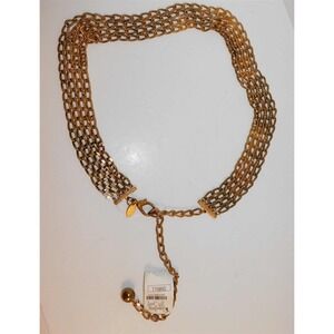 New Cara Couture Gold Link Multi Strand Chain Belt 32-41 inches